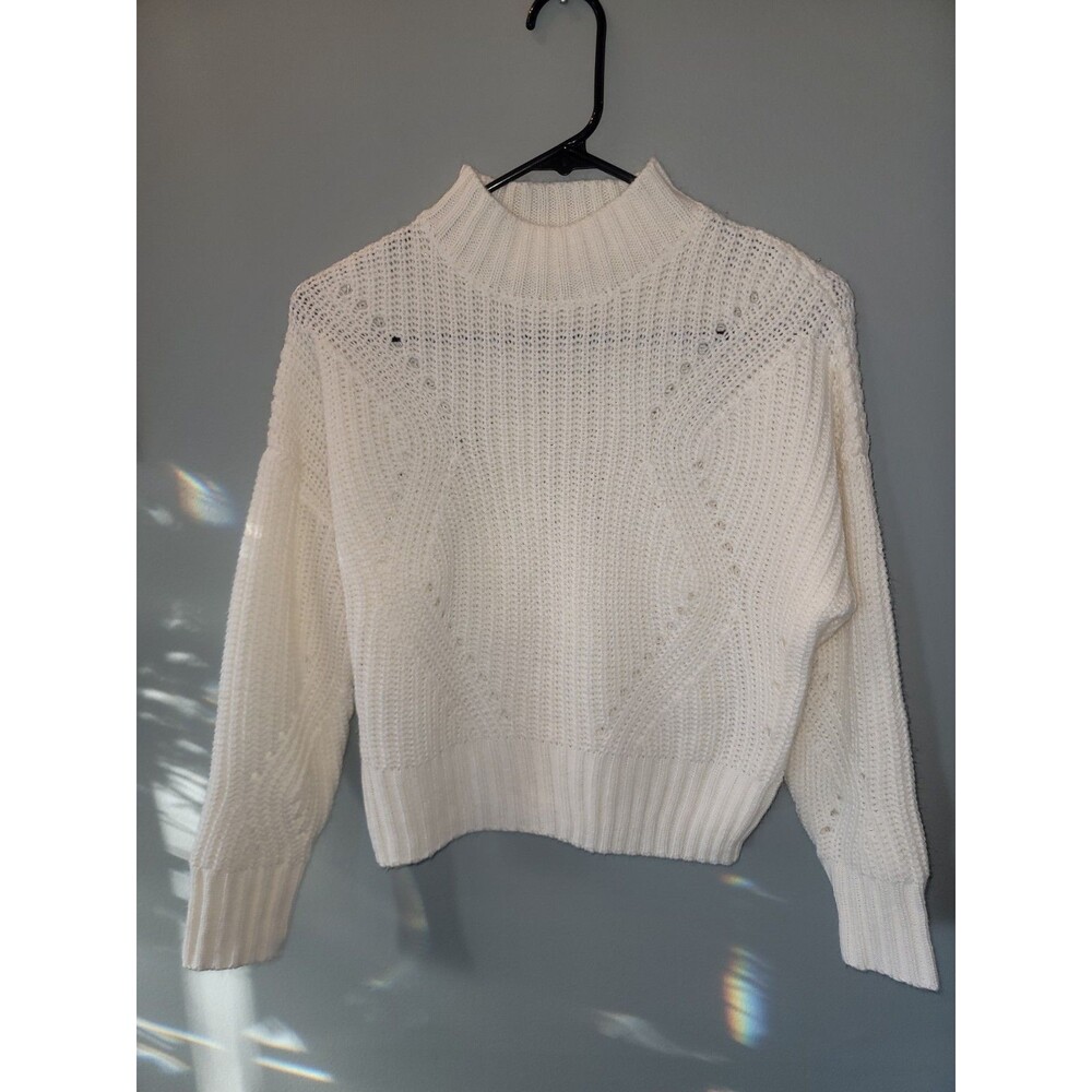 Moon & Madison Women's White Knit Sweater Size XS Mick Neck